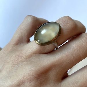 Size 6 Chrysoprase Light Green Gemstone Ring Sterling Silver Oval Statement